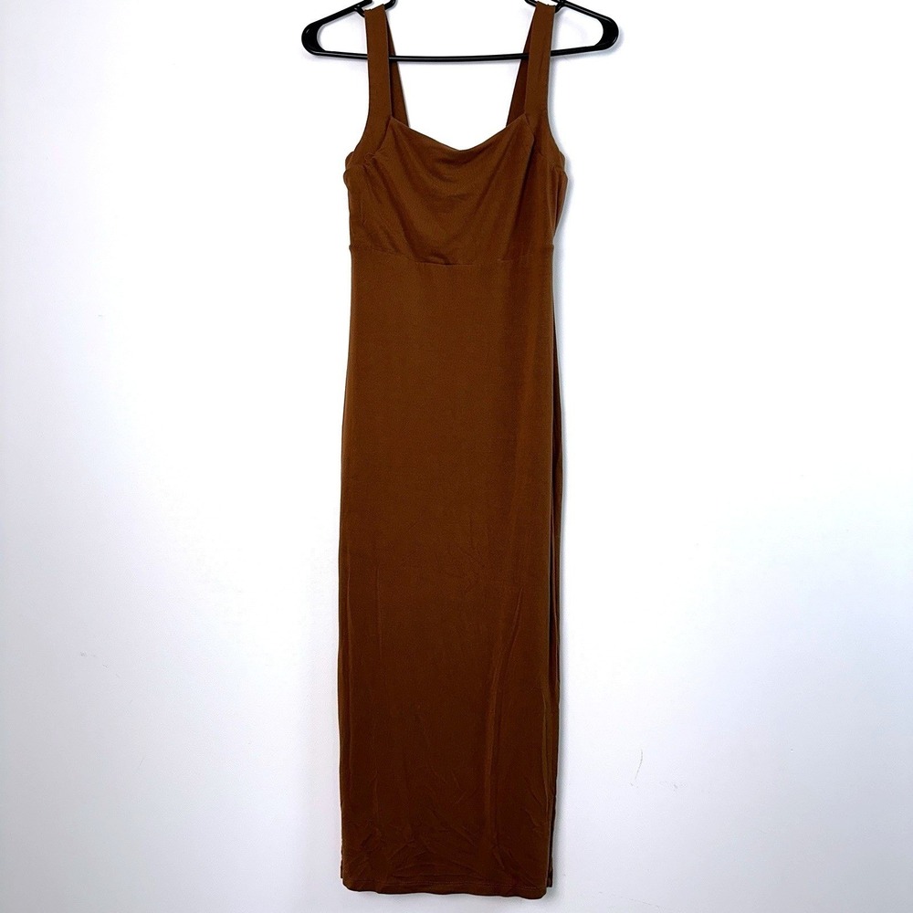 Good American Dress Women 0 XS Rust Brown Clean Girl Knit Earthy Minimalist Chic